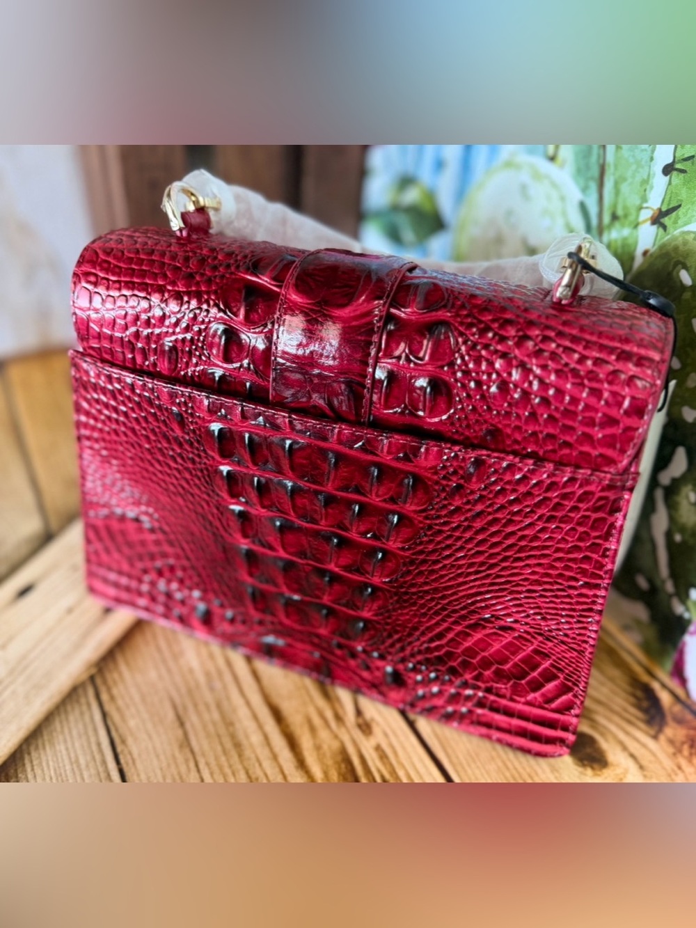 WRAPPED STRAPS Brahmin Small Hallie Merlot Ombre Melbourne NWT Red leather bag - Picture 13 of 14
